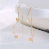 Elegant Gold Butterfly Threader Earrings